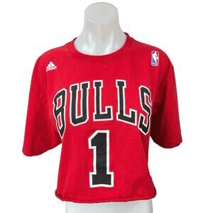 NBA Adidas Women's Red Chicago Bulls Rose 1 Short Sleeve T Shirt Tee Top Size XL